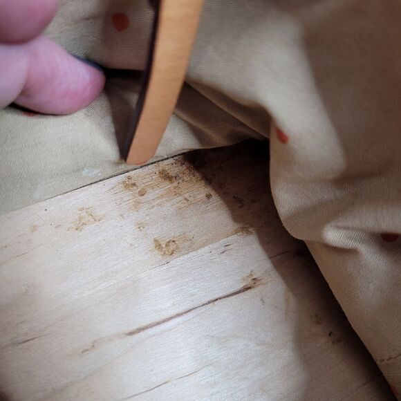 KATE SPADE orange sherbet leather trim raffia wood bottom shoulder bag purse - Picture 12 of 15